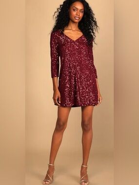 Lulu's Red Sequin Midi Dress